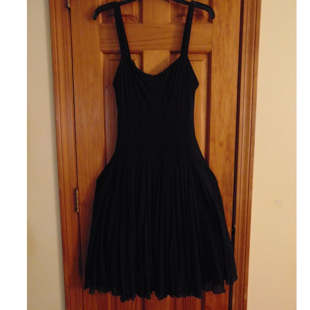 Elana Kattan Womens Strappy Dress, SZ L but could fit M, Black Mesh w/Gores